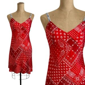 Tommy Jeans Y2K Style Red Bandana Print Mini Sun Dress